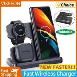 VIKEFON 15W 3 in 1 Wireless Charger Stand For Samsung Fold S22 Untra Galaxy Watch 5 4 3 Active Buds Fast Charging Dock Station