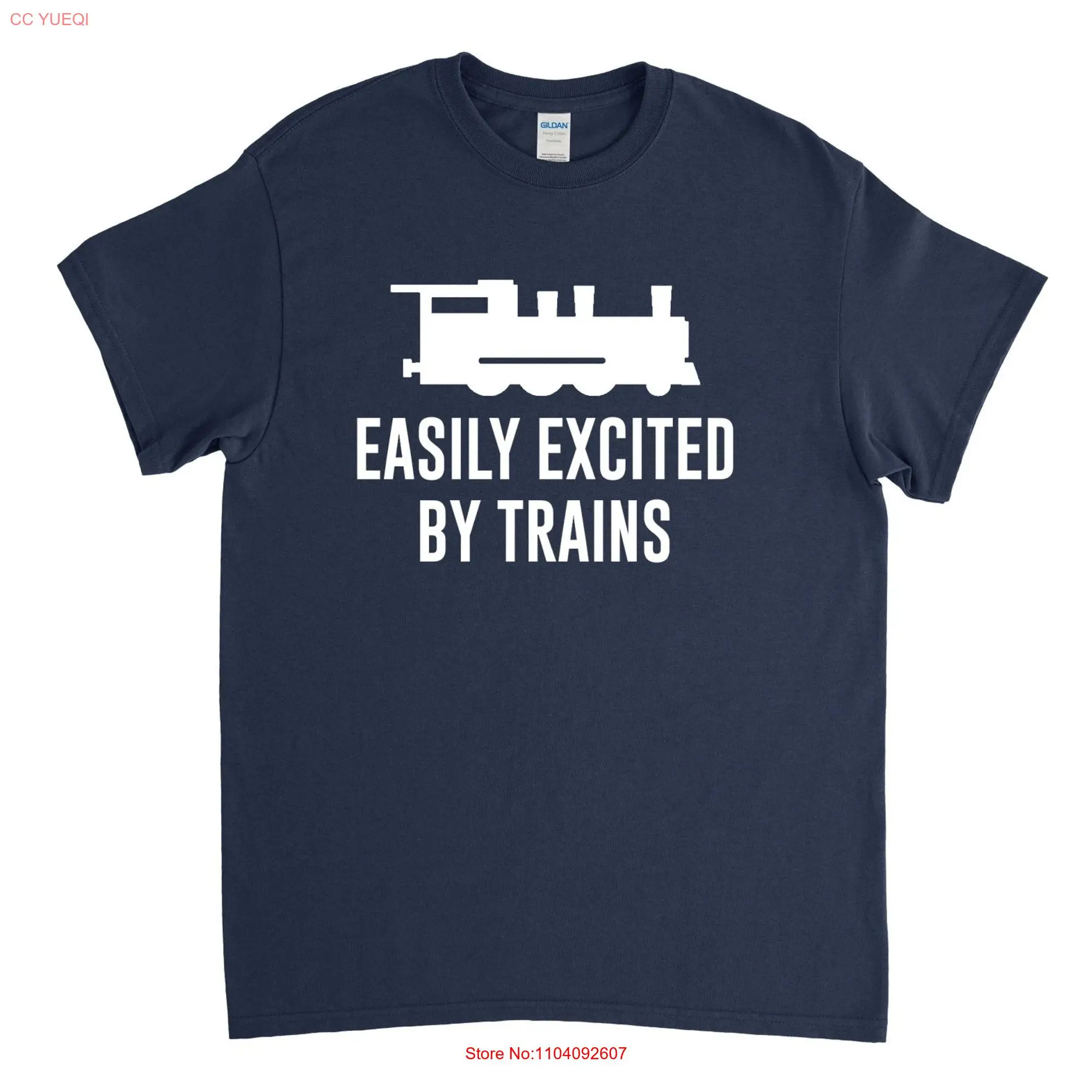 Easily Excited by Trains Train Engineer T Shirt Railfan Lover long or short sleeves