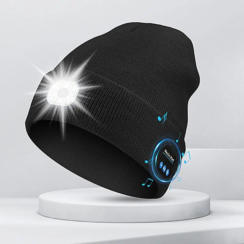 

Blueteeth Beanie Hats with Light LED Rechargeable Waterproof Warm Hat for Adults Outdoor Camping Hiking Running