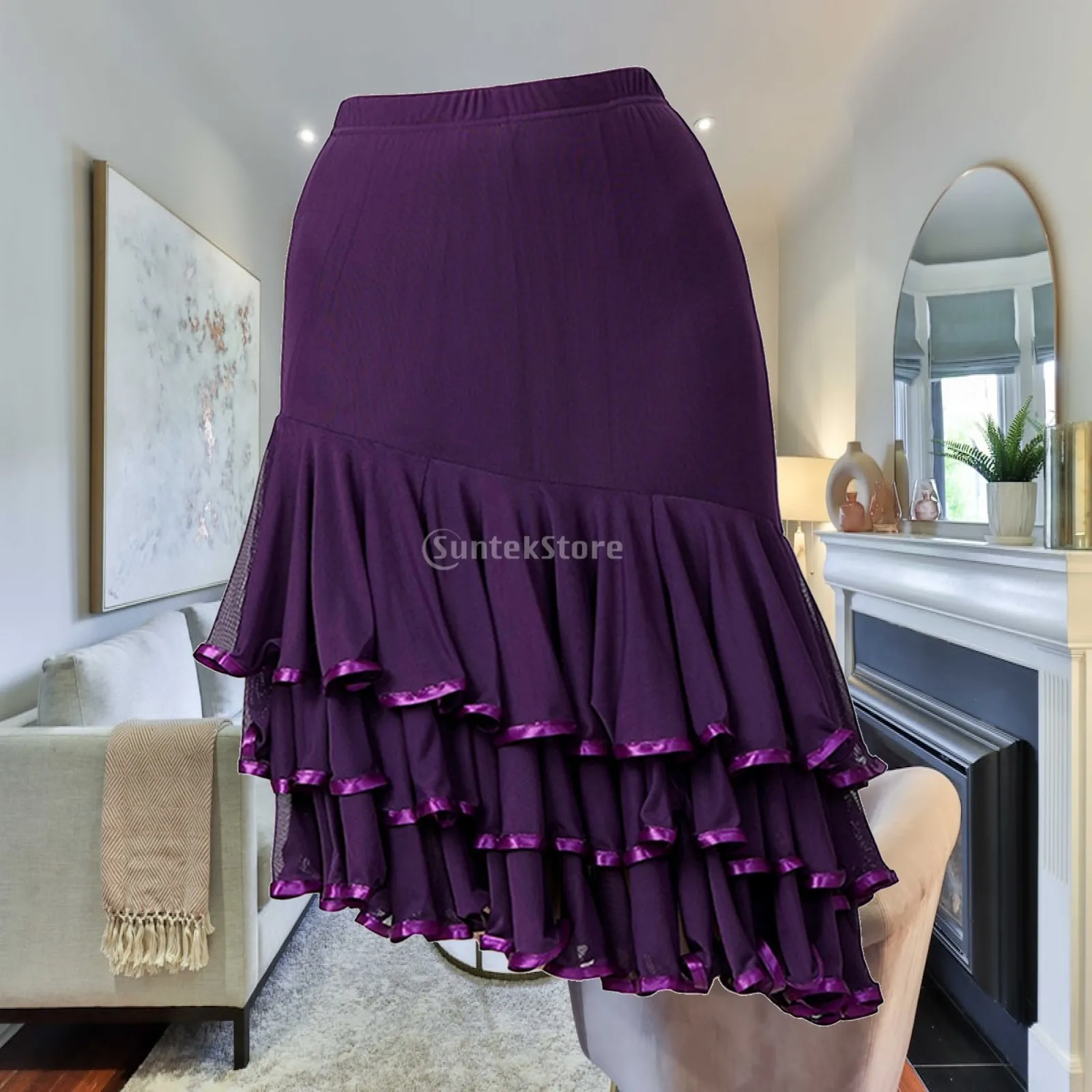 Women Ballroom Dance Skirt Fashion Holiday Dancing Costume for Competition Show