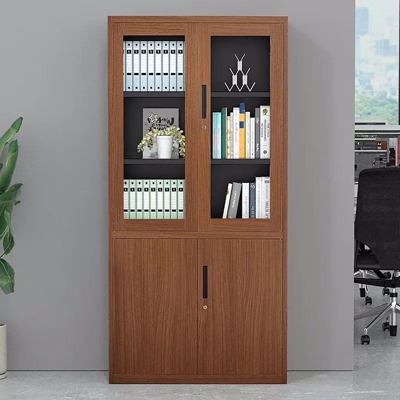 Steel Wood Grain Iron Sheet Data File File Certificate Cabinet Office Bookcase Household Dormitory Locker Storage Cabinet