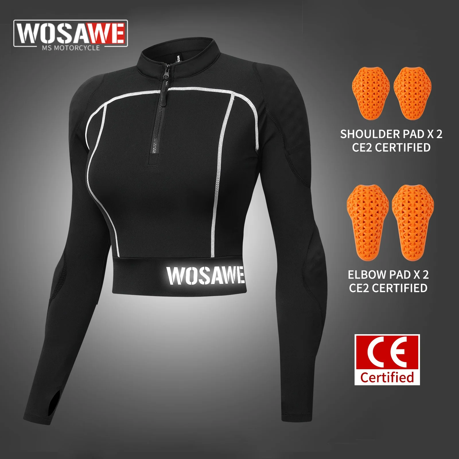 

WOSAWE Women Motorcycle Jacket Summer Biker Body Armor CE Certified Street Riding Jacket Elastic Motorcyclist Clothing Female