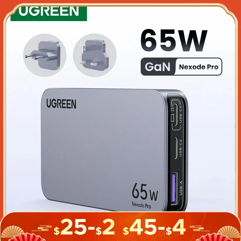 UGREEN 65W GaN Charger Quick Charge 4.0 3.0 USB C Charger For iPhone 16 15 14 Pro PD 3.0 Fast Charger For Macbook Laptop Tablet