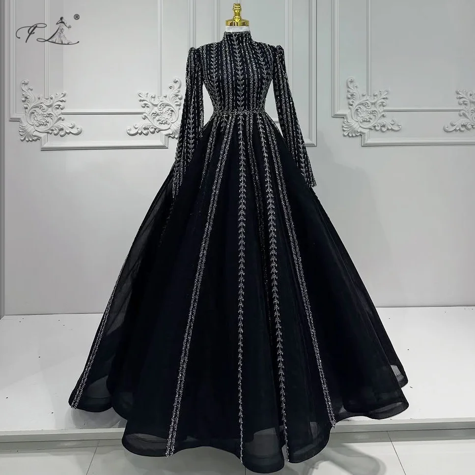 

Dresses 2025 Woman Formal Dresses Sequin Black Dresses Cocktail Dresses Muslim Evening Dresses Organza Dresses Customizable