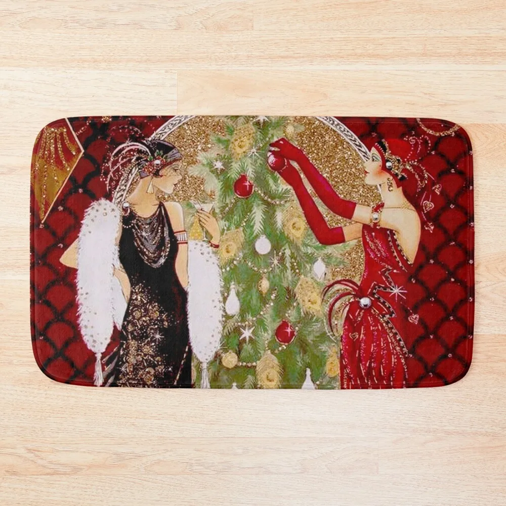 

FLAPPERS : Vintage Decorating A Christmas Tree Print Bath Mat Sets Of Bathroom Accessories Bathroom Accessories Sets Mat
