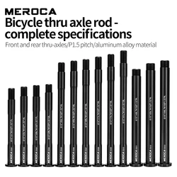 MEROCA MTB Road Bike Thru Axle Rod 12mm 15mm P1.5 Front Rear Hub Thru Axle Fork Shaft 15x100 12x142 12x100 12x148 15x110