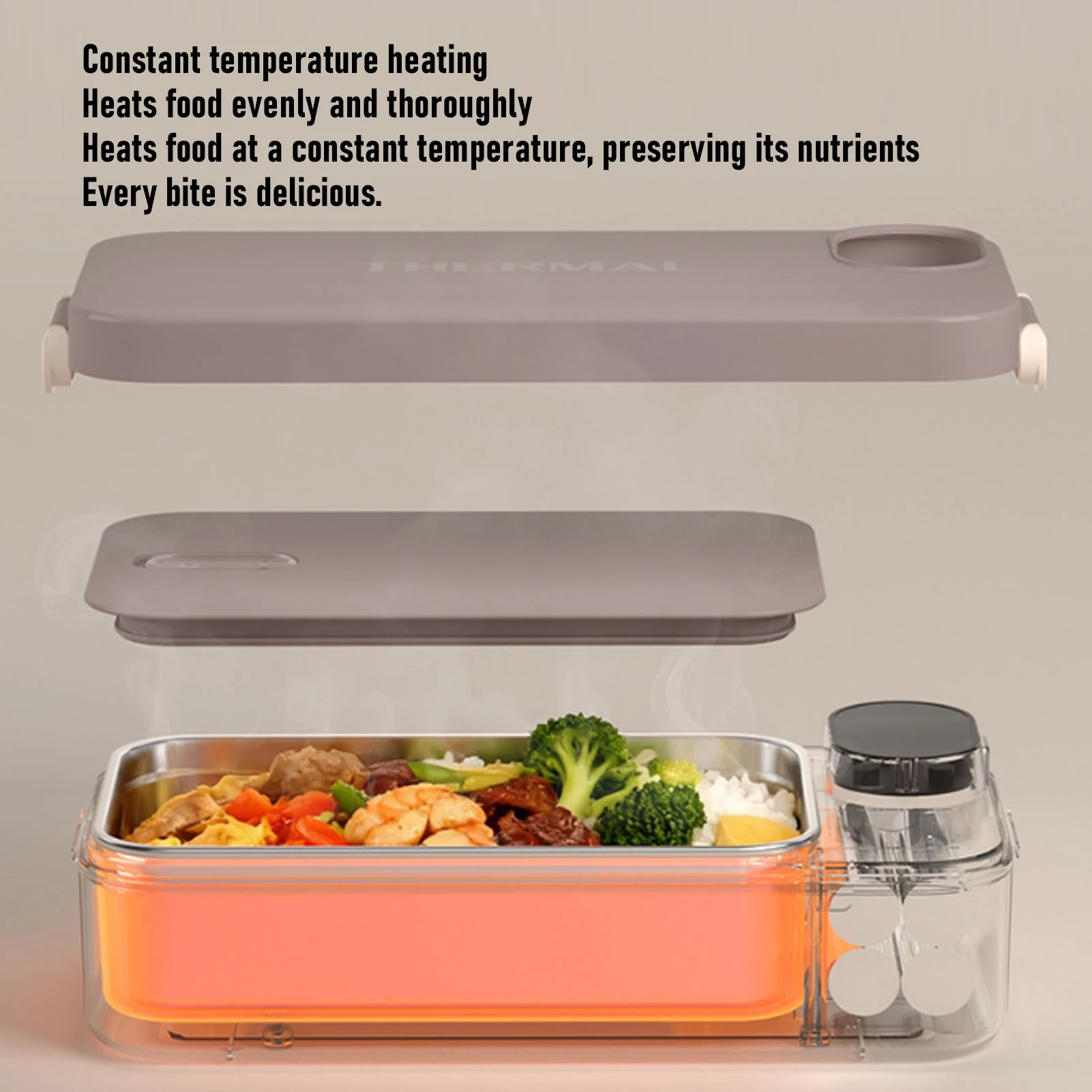 Electric Lunch Box 304 Stainless Steel Digital Display USB Quick Heated Lunch Box for Office Travel image 4