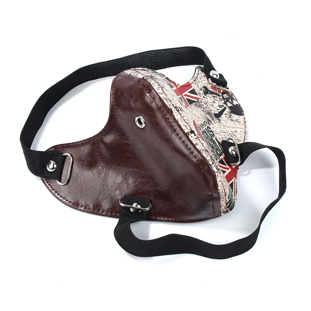 Máscara Punk Rock de cuero de Color contrastante para hombre y mujer, mufla bucal transpirable para fiesta, Cosplay, Halloween, R3280