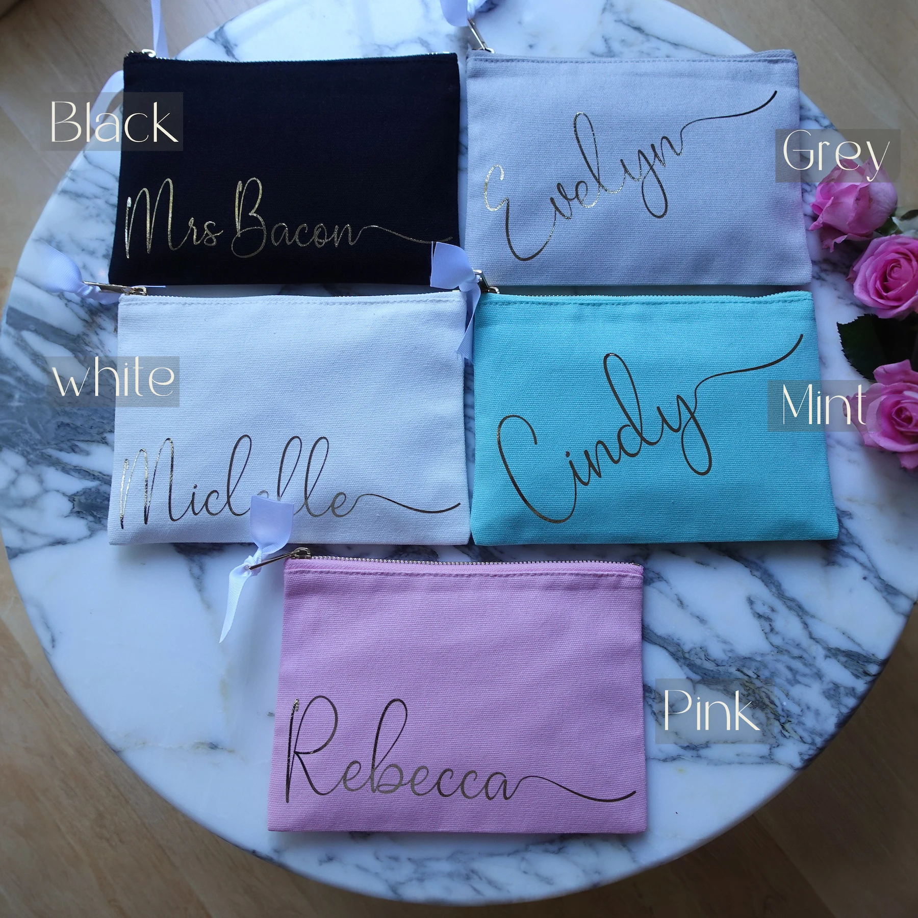 Personalized Makeup Bag Bridesmaid Gift Travel Makeup Clutch Bachelorette Party Favors Bridal Shower Proposal Birthday Gift