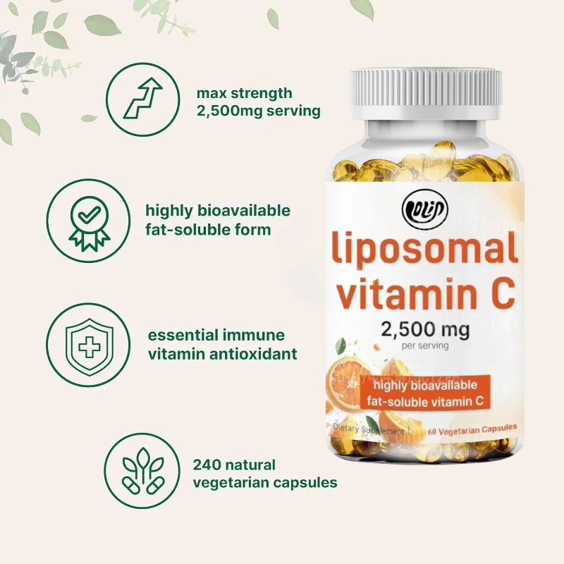 

Liposome Vitamin C 2500mg High Bioavailability Immune Support and Antioxidant Supplement-60 Vegetarian Capsules