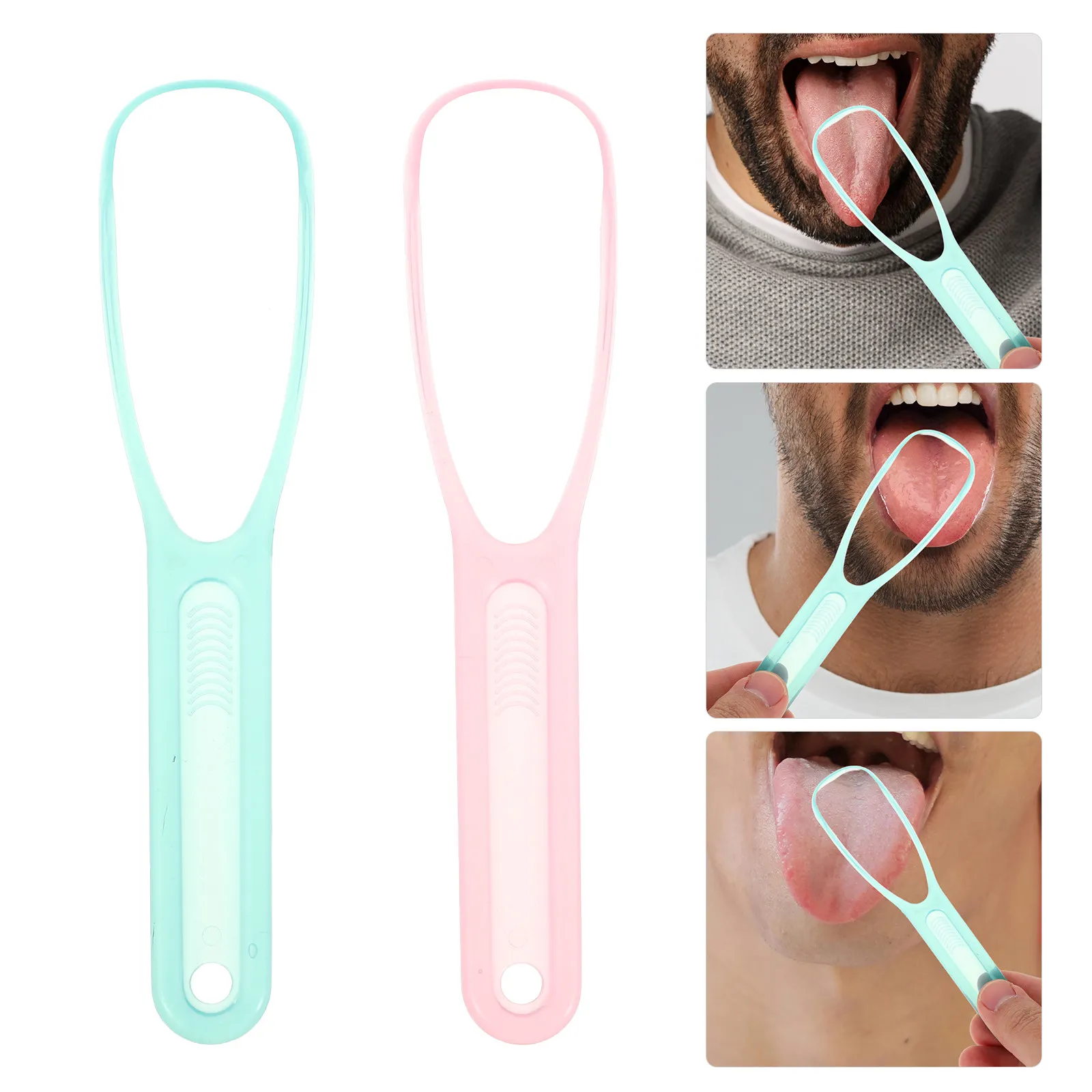 2Pcs Tongue Scraper Tongue Cleaning Brush Oral Care Tool for Adults Mouth Cleaner Fresh Breath Remover Tounge Scraper