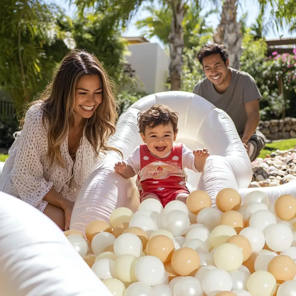 Bola pit bolas 100 bolas de jogo 2.75 Polegada milktea bege pérola branco, bolas de plástico para jogar tenda cercadinho decoração de festa