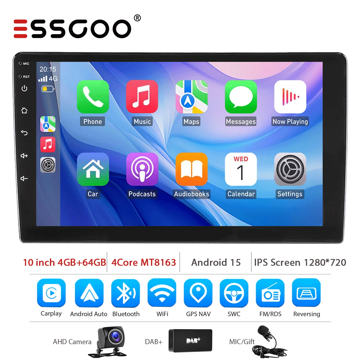 ESSGOO 7 9 10 inch Universele CarPlay Android Auto Autoradio voor VW Fiat Renault Nissan Hyundai GPS Multimedia Autoradio Stereo - afbeelding 1
