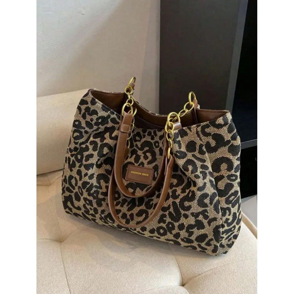 

Print Canvas Tote Bag, Retro Sh Suitable For School, Work And Shopping, Fashionable Leopard Print Women Wallet For Autumn Winte