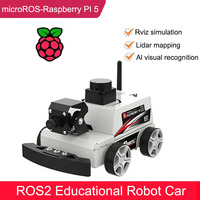 Raspberry Pi 5 Car ROS2 Educational Robot Kit with TOF Lidar Support SLAM Navigation AI Recognition Python3 Based on ESP32-S3