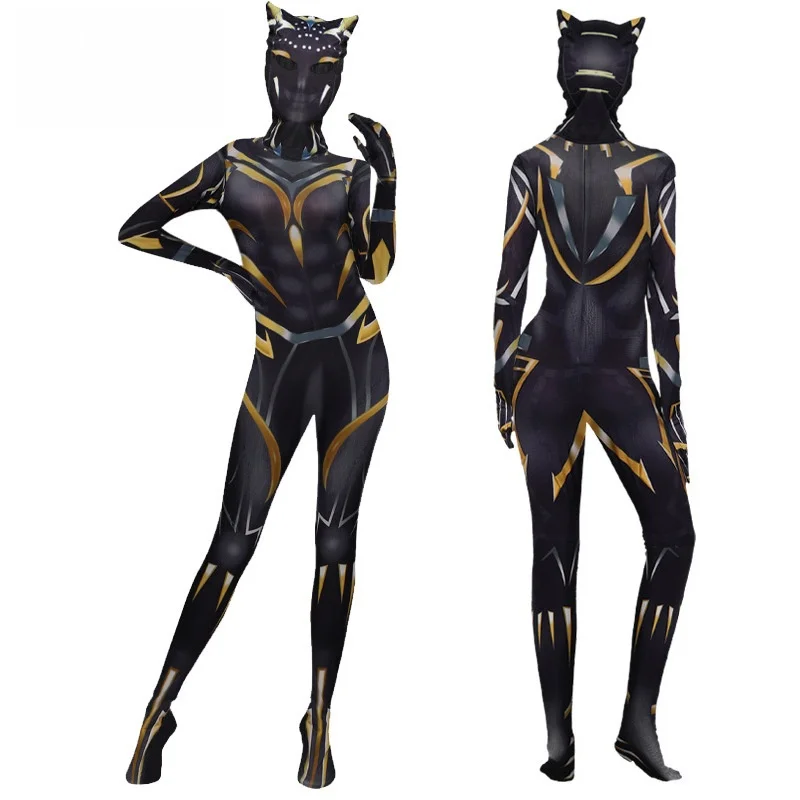 جديد 2025 Bla Panther 2 بدلة نسائية أنيمي تأثيري أزياء الهالوين الإنتاج الصيني زي مرحلة الربيع