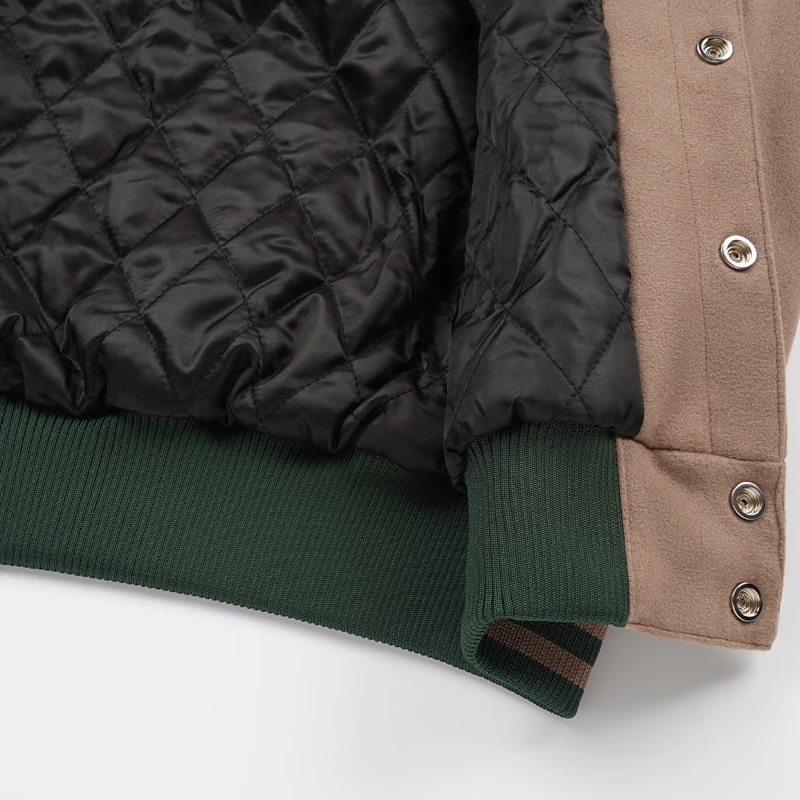 Vintage Varsity-Jacke für Herren, Farbblock-Wollmischung, Baseball-Mantel, gestreift, mit Knöpfen, Streetwear-Baseball-Jacke für Herbst und Winter – Detail 9