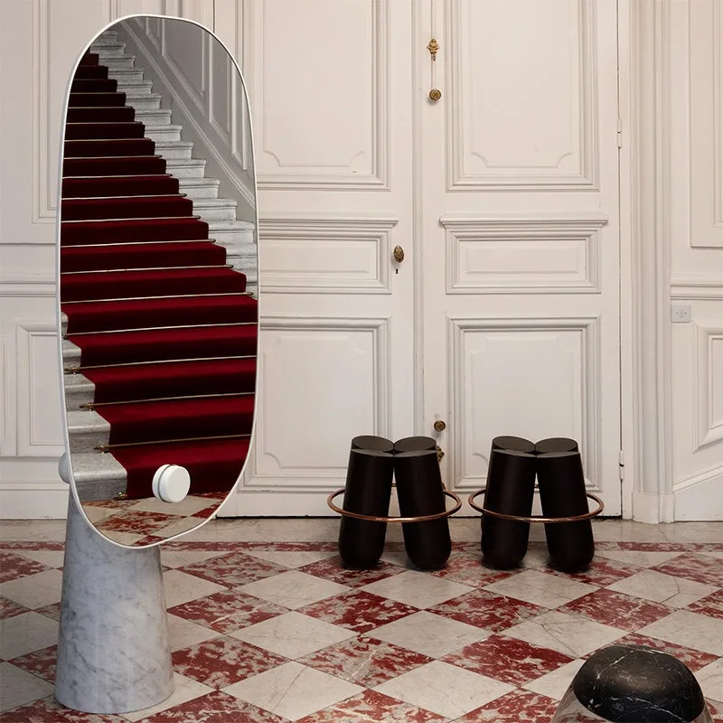 100% Natural Marble French Full-Length Floor Mirror, Luxury Decor Dressing Mirror for Designer Villas & Showrooms