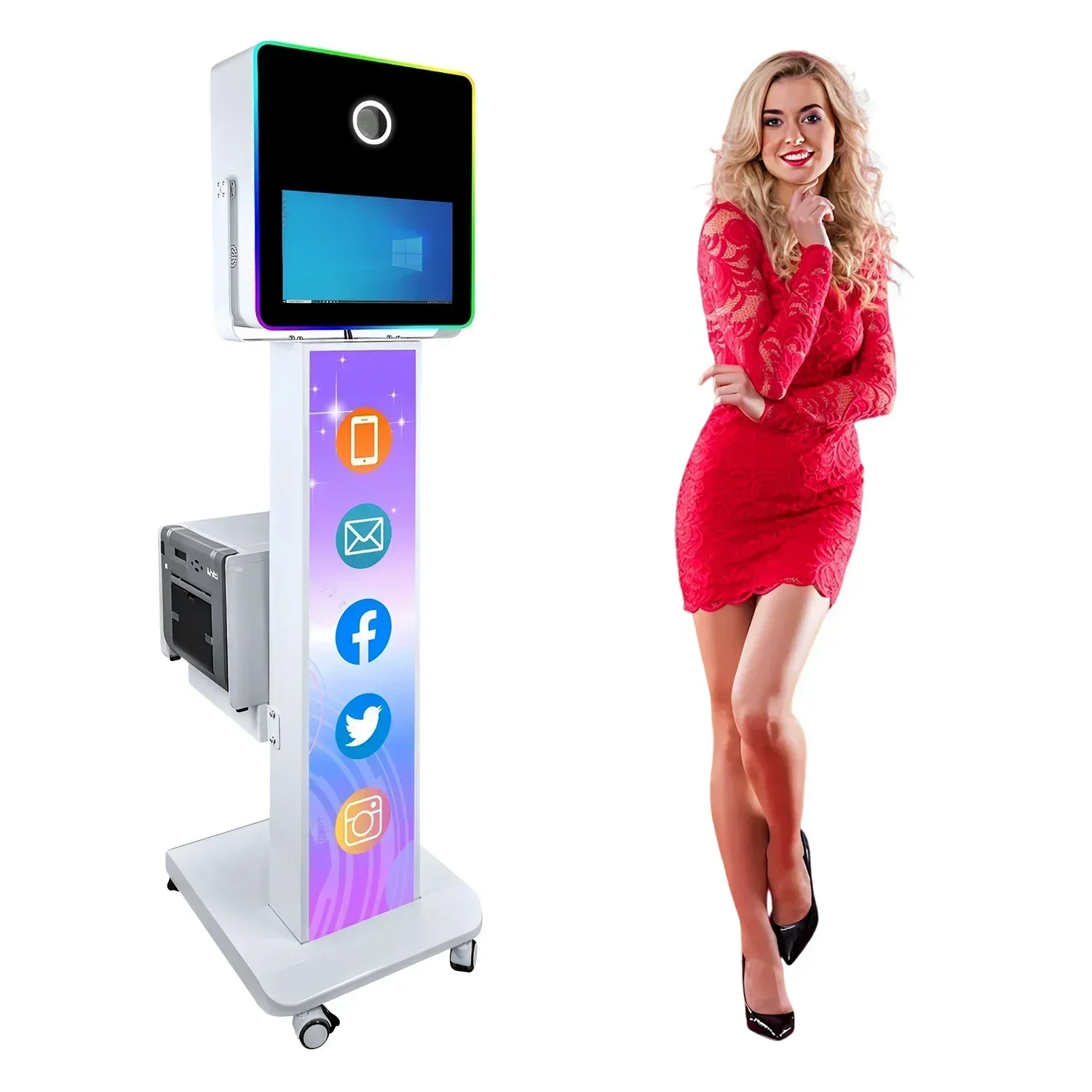 

Mirror Photo Booth for Camera with 15.6in Touch Screen Selfie Photobooth Machine Touch Screen for Party Weddings Parties Events