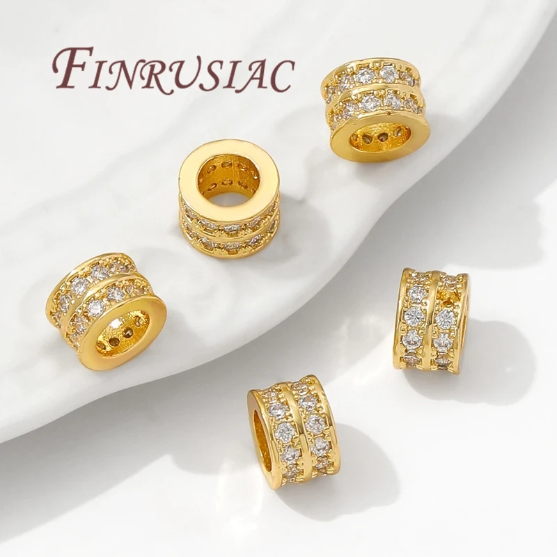 8 مللي متر * 5 مللي متر 18K مطلية بالذهب حبة للمجوهرات ، إكسسوارات عقد ذاتية الصنع ، فواصل للخرز ، مستلزمات صناعة المجوهرات ، خرز فاصل #5