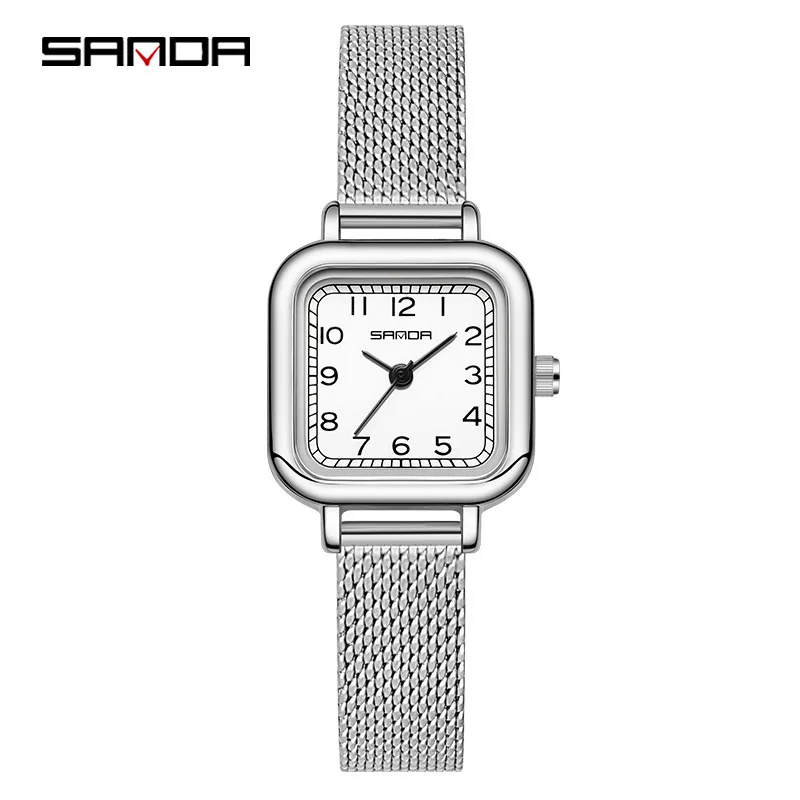 Sanda-relojes de cuarzo de lujo para mujer, pulsera de acero inoxidable, resistente al agua, regalo para novia, vestido, 1120