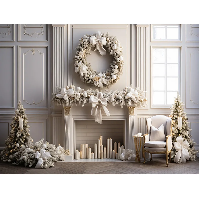 Choinka nowy rok 2025 motyw fotografia tła rekwizyty estetyczne Xmas okno pokoju bombki tło do studia fotograficznego RS-01