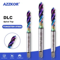 AZZKOR DLC Colorful Coating Spiral Tap For Aluminum Efficient Blind Hole Tap Tapping Tools M2M3M4M5M6M8M12