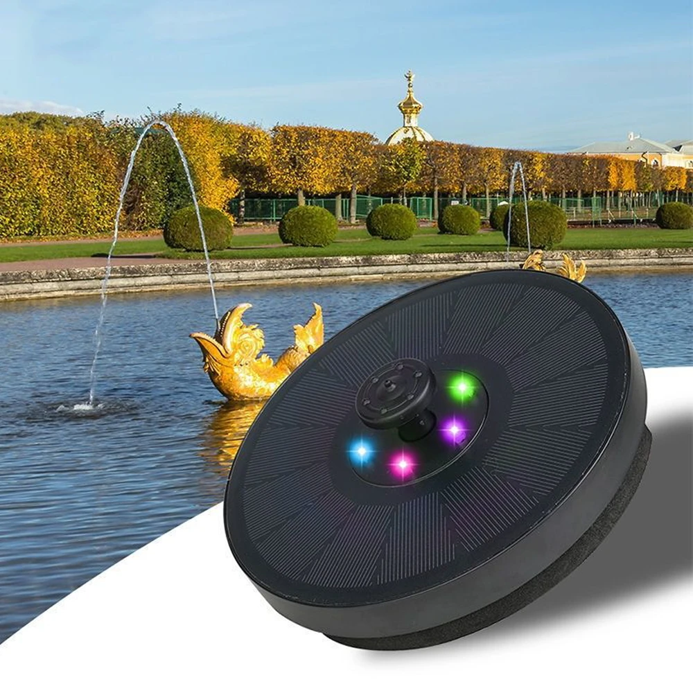 Color LED Light Solar Fountain Pool Garden Flowing Water Floating Fountain Outdoor Bird Bath Garden Fountain