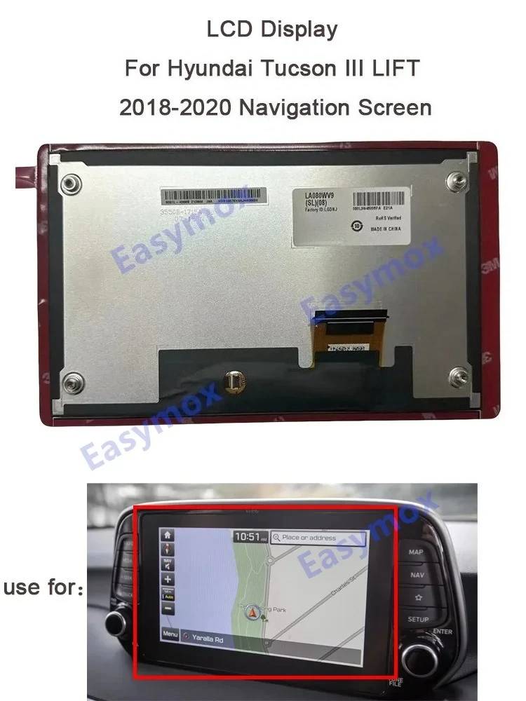 LCD DISPLAY TOUCH SCREEN For Hyundai Tucson III MK3 2018 2019 2020 Navigation Krell 96560D7811ZL5 AVCC1D7ET
