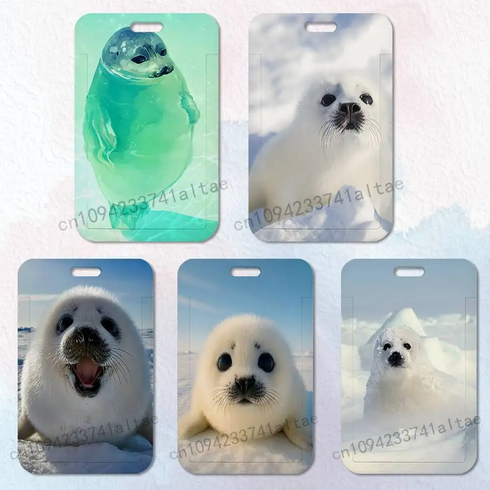 

Seal Animal Cute Badge Holder Pass Bus Work Card Cover Chest Pocket Students Gift ID Card Holder