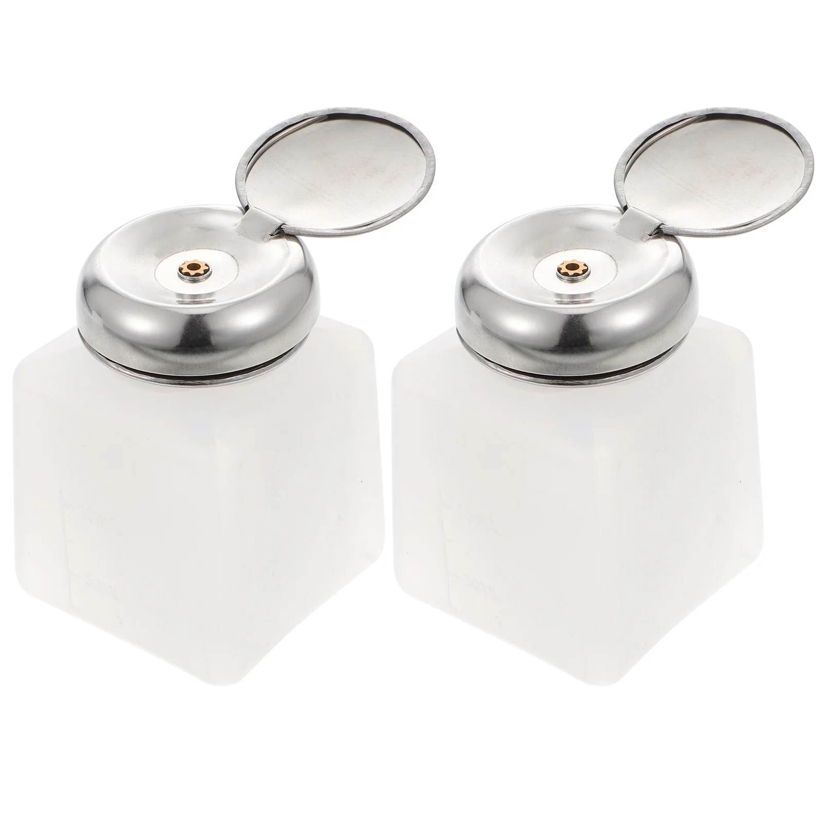 2 szt. 100 ml Antystatyczna butelka na alkohol ze stali nierdzewnej z pompką do płynów do pielęgnacji paznokci, pojemnik odporny na wilgoć, wielokrotnego użytku