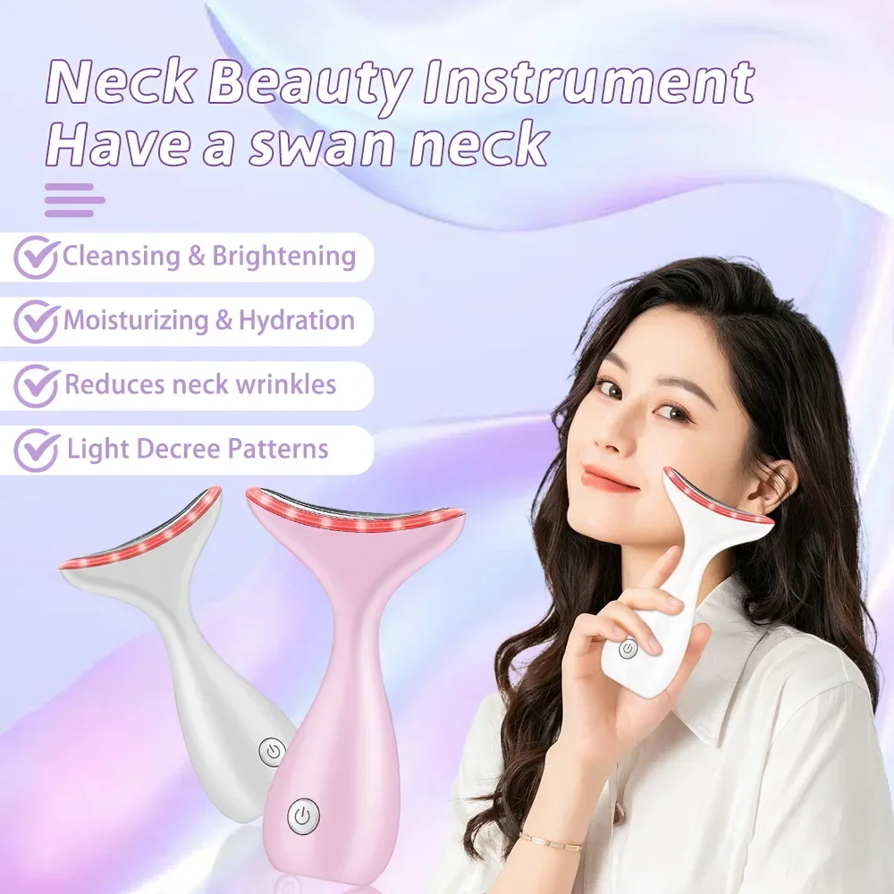 Neck Face Beauty Device Photon Skin Face Lifting Firming Neck Wrinkle Removing Whitening LED Massager Facial Care Device