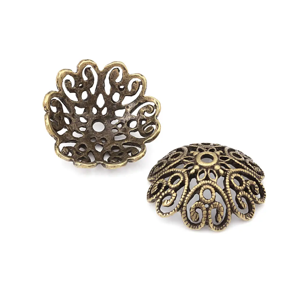 20 Đường Kính 18MM Chống Bạc Màu Đồng Cổ Kẽm Hợp Kim Lớn Hạt Mũ Trang Sức Làm Nguồn Cung Cấp Những Phát Hiện Phụ Kiện