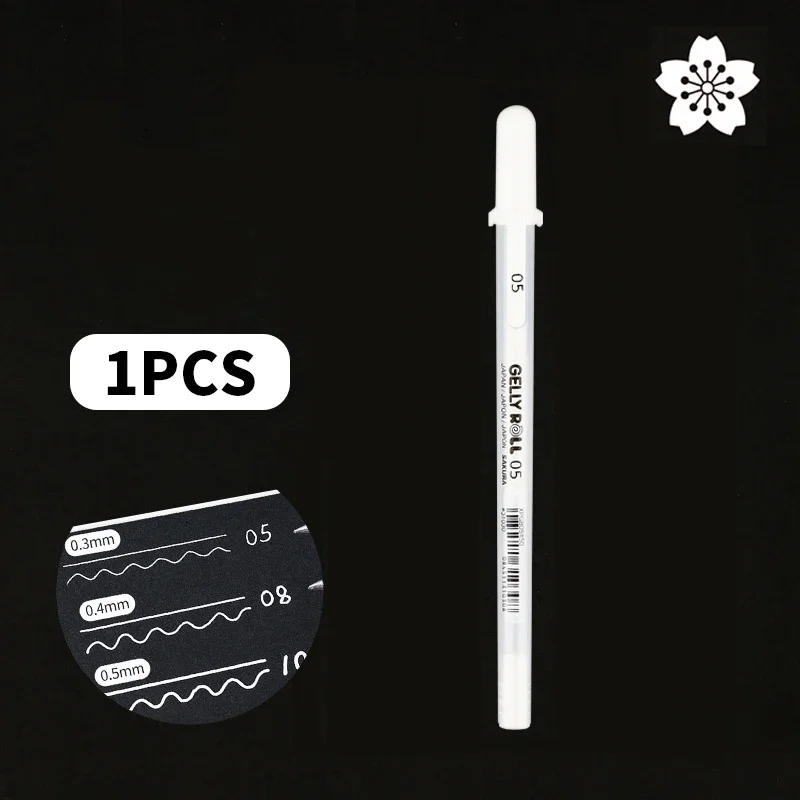 1/3PCS Sakura White Neutral Pen White 0.3mm 0.4mm 0.5mm Highlighter Market Pen Black cardboard Art Drawing pen White Line pen