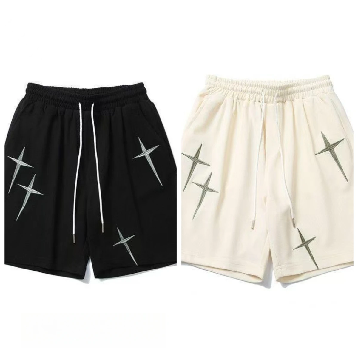 

Лето 2025 г., модные брендовые шорты в американском стиле ретро со звездами, мужские и женские универсальные уличные свободные спортивные штаны