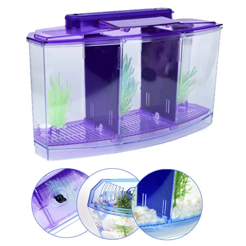 LED Light Fish Tank Multifunctional Acrylic Split Breed Box with Imitation Plant