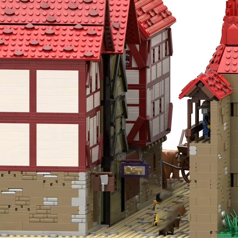 Moc blocos de construção arquitetura medieval modelo cidade centro comercial blocos de construção modulares presente brinquedos das crianças diy conjunto montagem