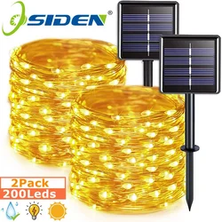 Guirxiété lumineuse solaire à 100/200 LED pour l'extérieur, étanche, lumières dégradées, guirxiété de jardin, vacances, Noël, fête d'Halloween