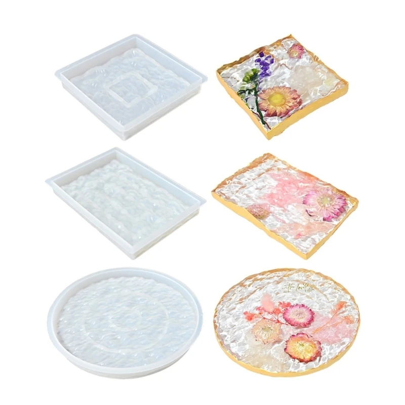 

H7EB Epoxy Resin Water Ripple Cup Mat Home Decoration Mold Easy Release Silicone Mould Handmade Craft Supplies