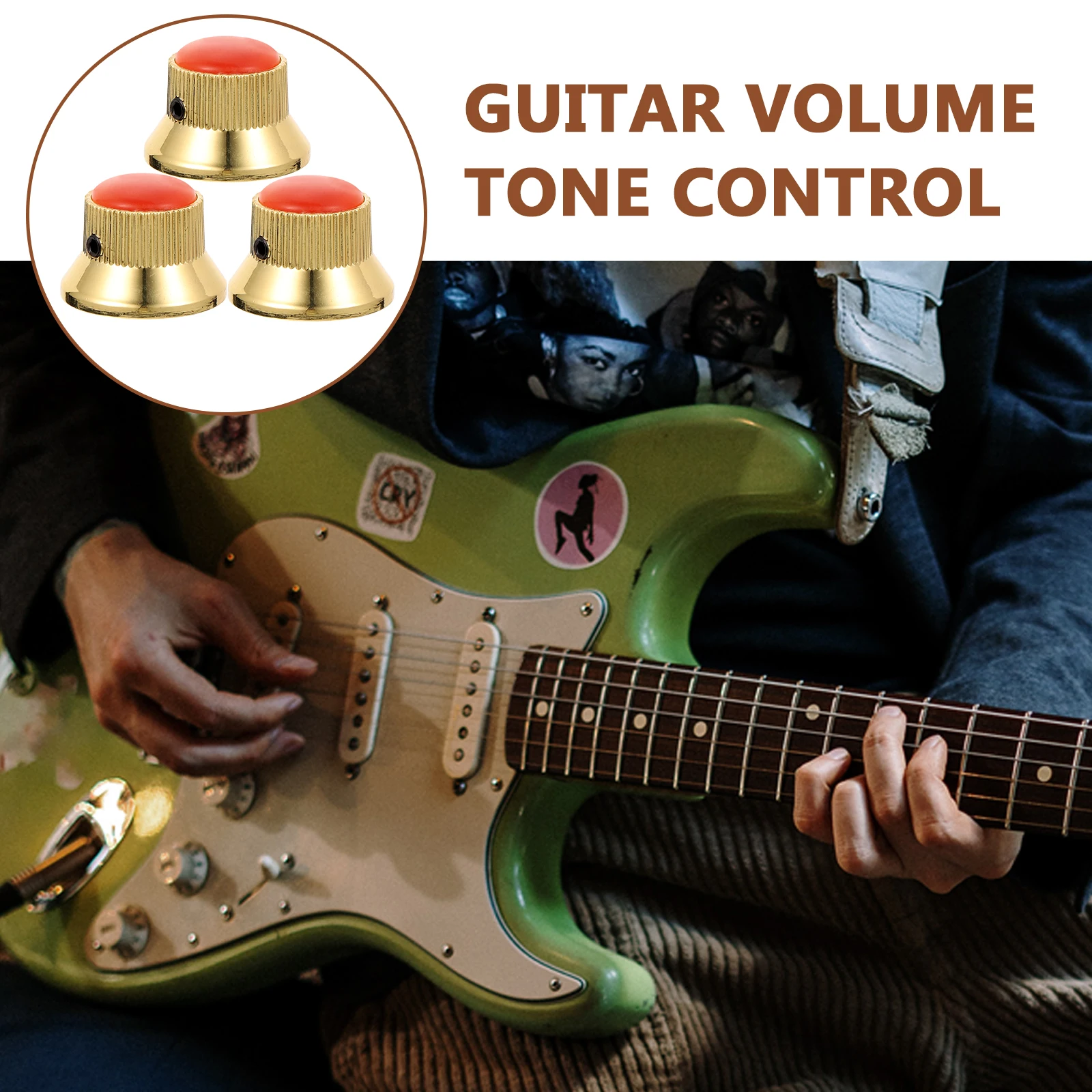 

Strong Metal Red Guitar Volume Tone Control Knobs 3 Pcs Bell Style Guitar Bass Knobs For Electric Guitar Accessories Parts