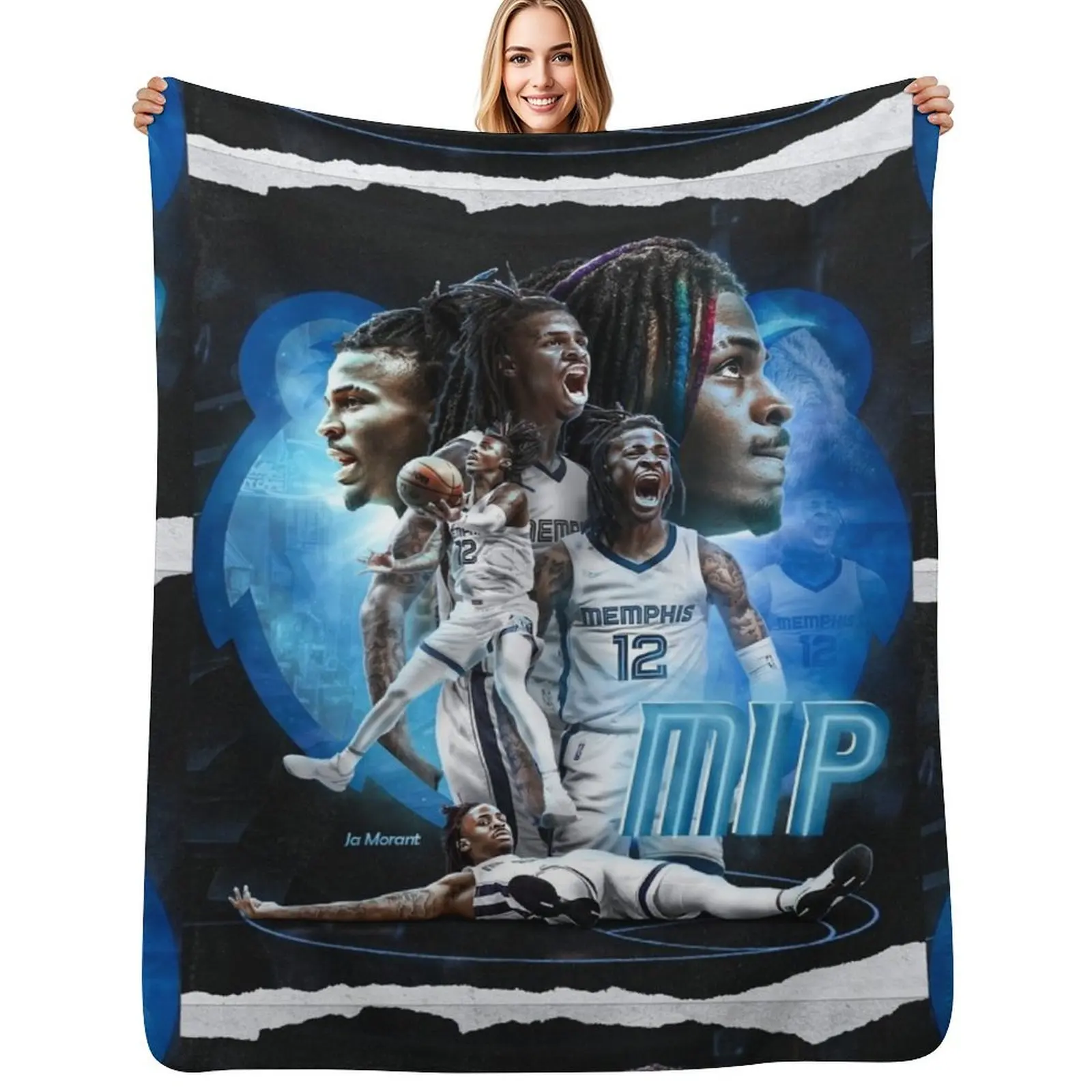 

Ja Morant Throw Blanket Fuzzy Plush Throw Blanket for Sofa Chair