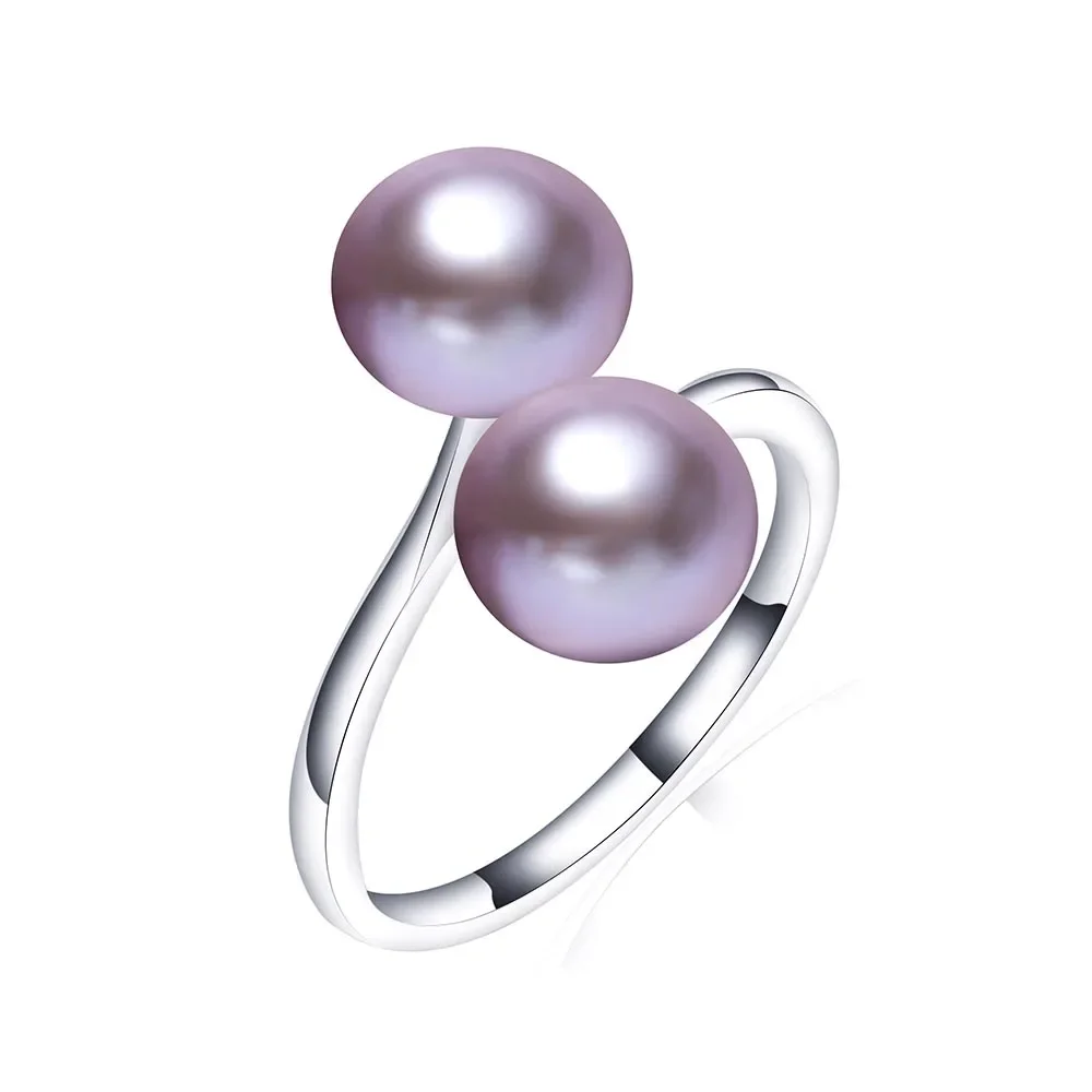 2026 New Arrival Black Natural Freshwater Pearl Ring Adjustable Fashion Novel Ring 925 Sterling Silver Jewelry For Women Gifts