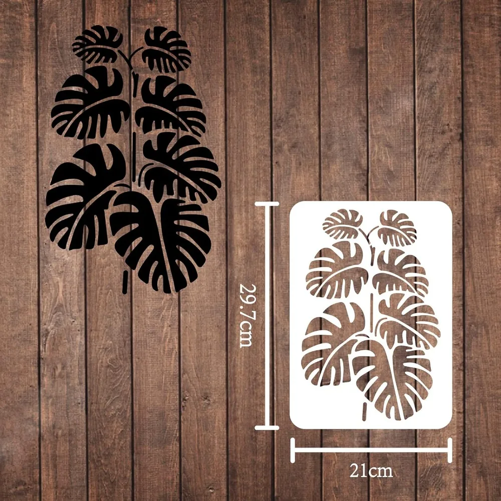 Leaf Stencils Decoration Template 29.7x21cm/11.6x8.3 inch Plastic Leaves Drawing Painting Stencils Rectangle Reusable Stencils