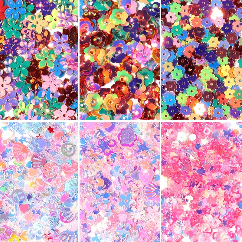 600-3000Pcs/Lot 5-10mm Mixed Style Star Heart PVC Flat Sequins Loose Sequin Paillettes Sewing Craft DIY Scrapbooking Wholesale