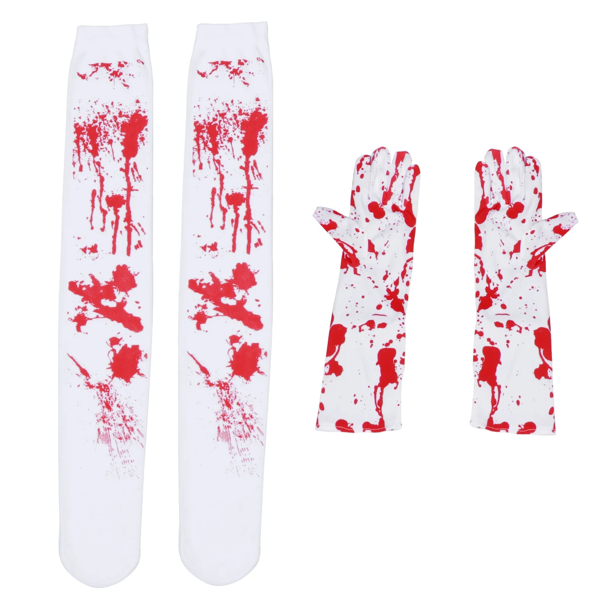 

4Pcs Blood Gloves Set Polyester Halloween Suits Blood Socks Halloween Costume Party Decorations Comfortable