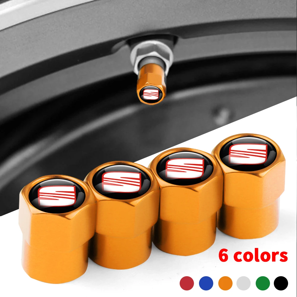 4Pcs Metal Car Wheel Tire Valve Caps Air Stem Covers For SEAT FR Arona Cupra Leon Mk2 Mk3 5f 1p Ibiza 6l 6j 6f Arosa Ateca Altea