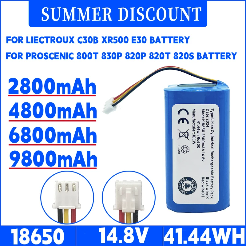 Batteria 14.8V 3500mAh per E30B C30B liectroux, per aspirapolvere Prosenic 800T, 830p, 820p, 820T, 820S 14.4V agli ioni di litio