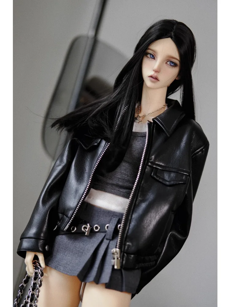 Retro  Short Leather Jacket For BJD Doll Clothes 1/4 1/3 SD13 Smart Doll Uncle Custom W504