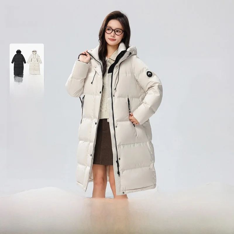 

Женская удлиненная пуховая куртка Snow Flying с капюшоном, спортивная, утепленная, в корейском стиле, молодежная, энергичная, из полиэфирного волокна, с наполнителем из утиного пуха