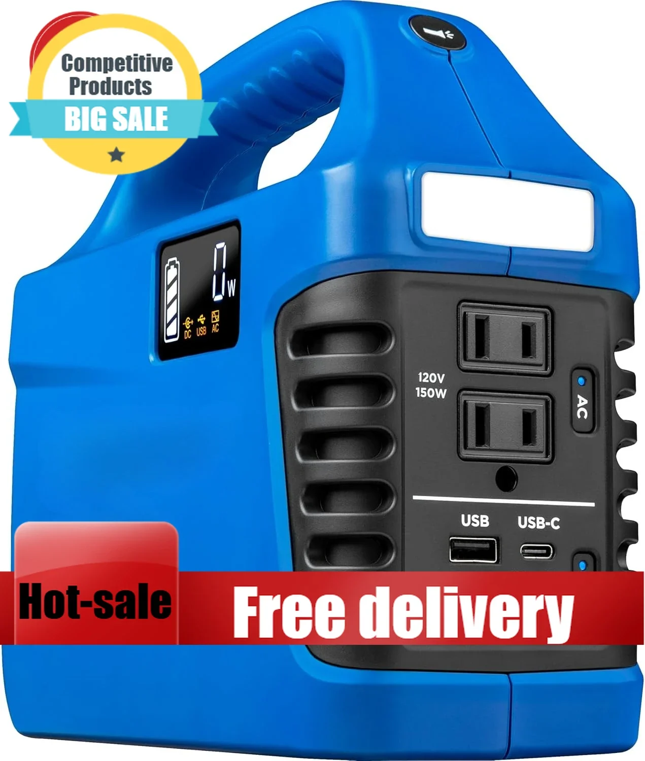 

Home Backup-194Wh 300 Peak Watt Portable Power Station & Solar Generator, Modified Sine Wave AC Outlet, Backup Lithium Battery F